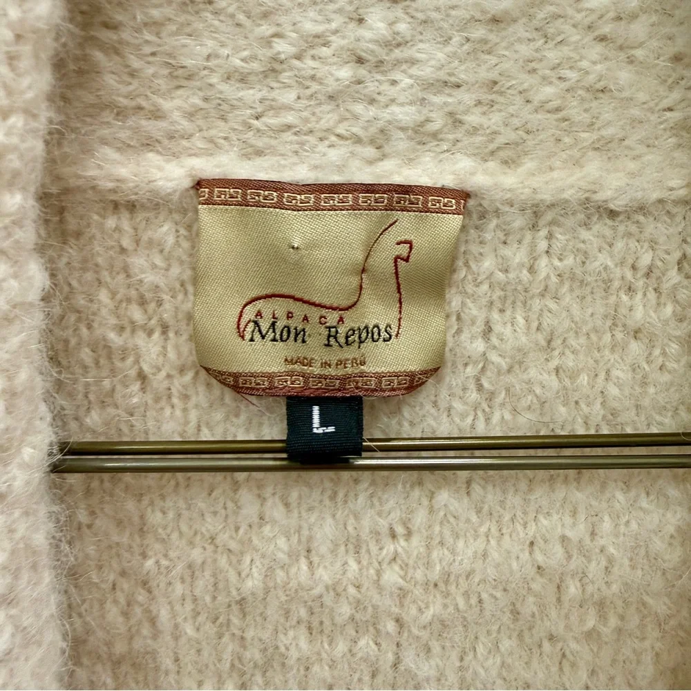 100% Alpaca Cozy Cream Open Front Cardigan